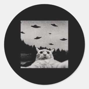 Alien Cat Ufo - Classic Fit Round Sticker