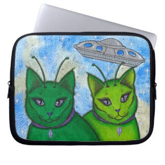 Alien Cats UFO Space Fantasy Cat Art Laptop Sleeve