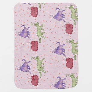 Alien Cats Whimsical Space Cat Funny Sci-Fi Baby Blanket