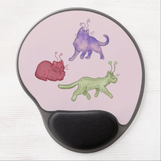 Alien Cats Whimsical Space Cat Funny Sci-Fi Gel Mouse Pad
