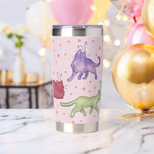 Alien Cats Whimsical Space Cat Funny Sci-Fi Insulated Tumbler