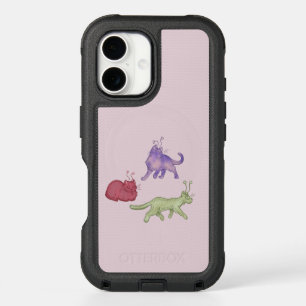 Alien Cats Whimsical Space Cat Funny Sci-Fi iPhone 16 Case