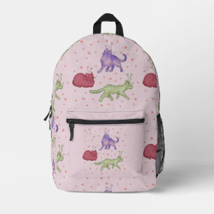 Alien Cats Whimsical Space Cat Funny Sci-Fi Printed Backpack