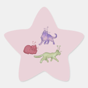 Alien Cats Whimsical Space Cat Funny Sci-Fi Star Sticker