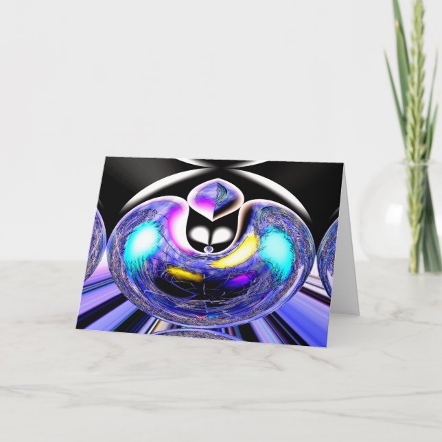 Alien celestial cat art holiday card (Front)