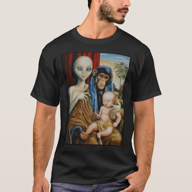 Alien Chimp Baby Religion Conspiracy Classic T-Shi T-Shirt (Front)
