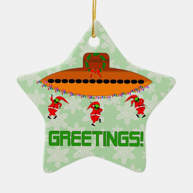 Alien Christmas Ceramic Ornament (Front)
