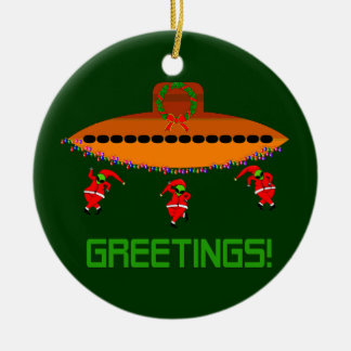 Alien Christmas Ceramic Ornament