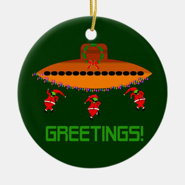 Alien Christmas Ceramic Ornament (Front)
