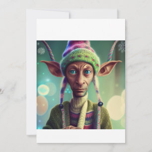 Alien Christmas Elf Gift. T-Shirt Holiday Card