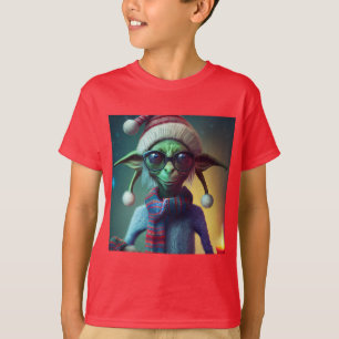 Alien Christmas Hippie Elf Gift. T-Shirt