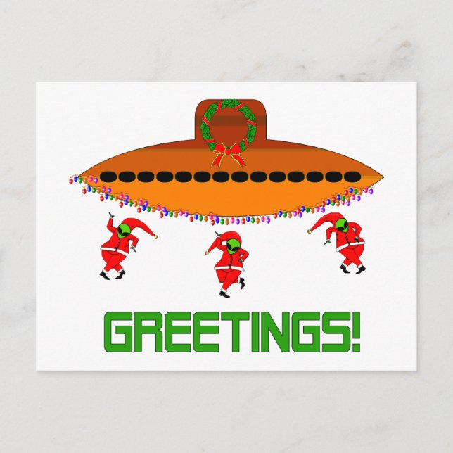 Alien Christmas Holiday Postcard (Front)
