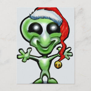 Alien Christmas Holiday Postcard