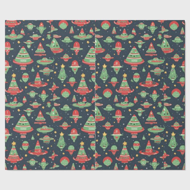 Alien Christmas holiday wrapping paper (Seam)