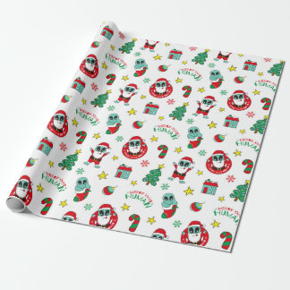 alien christmas pattern wrapping paper