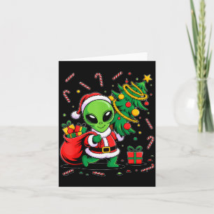Alien Christmas Tree Lights Xmas Funny Alien Card