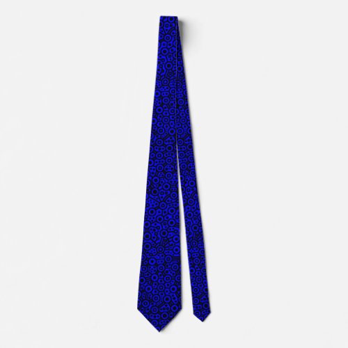 Alien Circuit Abstract II _ Black on Deep Blue Neck Tie