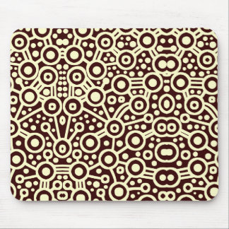 Alien Circuit II - Cream on Dark Brown Mouse Pad
