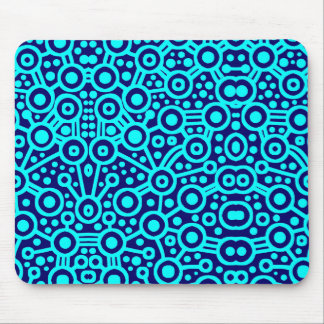 Alien Circuit II - Cyan on Dark Blue Mouse Pad