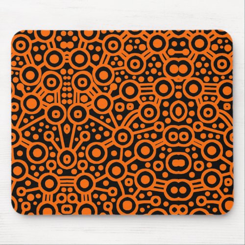 Alien Circuit II _ Orange on Black Mouse Pad