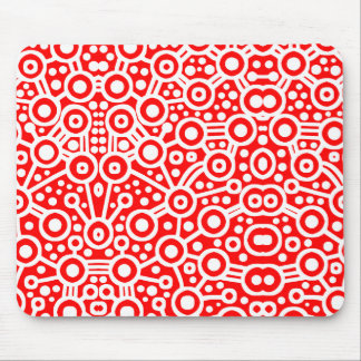 Alien Circuit II - Red and White Mouse Pad