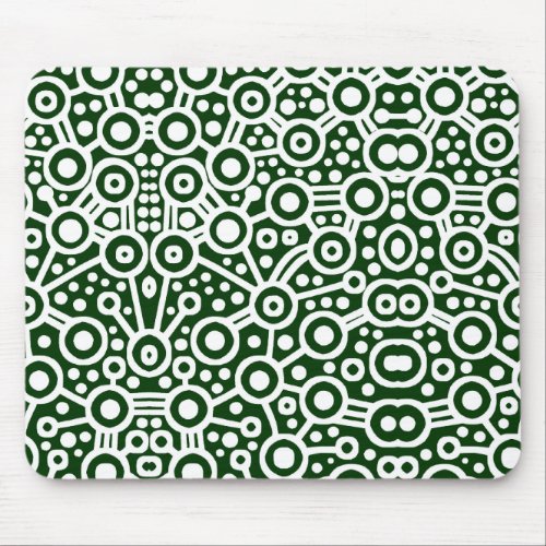 Alien Circuit II _ White and Dark Green Mouse Pad