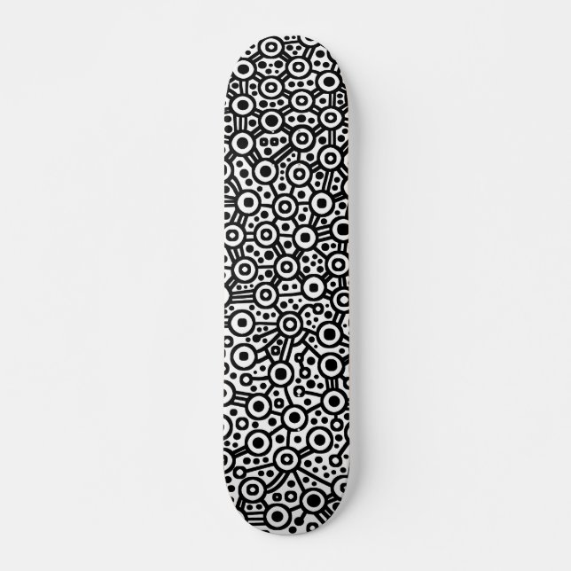 Alien Circuit III - Black on White Skateboard Deck (Front)