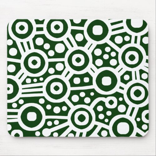 Alien Circuit _ White on Dark Green Mouse Pad