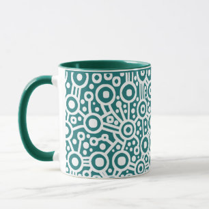 Alien Circuit - White on Hunter Green Mug
