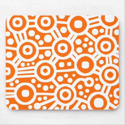 Alien Circuit _ White on Orange Mouse Pad