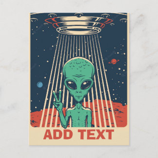 Alien comical, edit text Postcard
