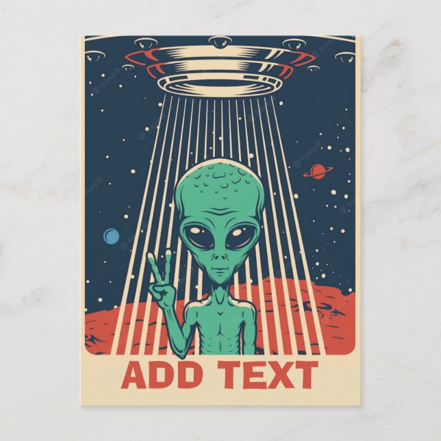 Alien comical, edit text Postcard (Front)