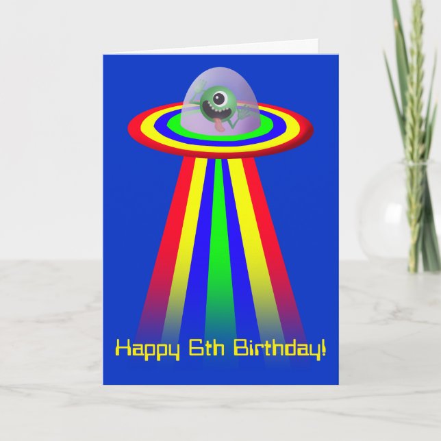 Alien Coming to Birthday Card (Front)