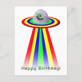 Alien Coming to Birthday Postcard