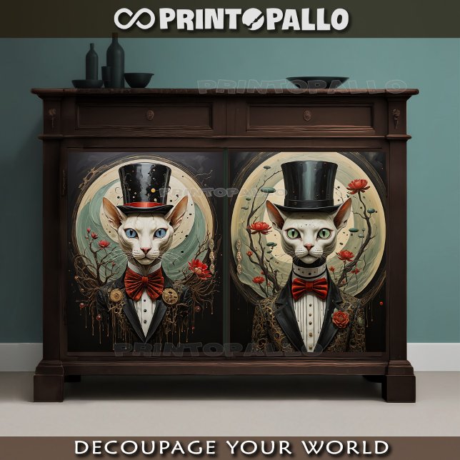 Alien connection - Cats couple with top hat Tissue Paper (Creator Uploaded)