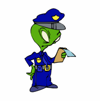 Alien Cop Writing a Ticket Cutout