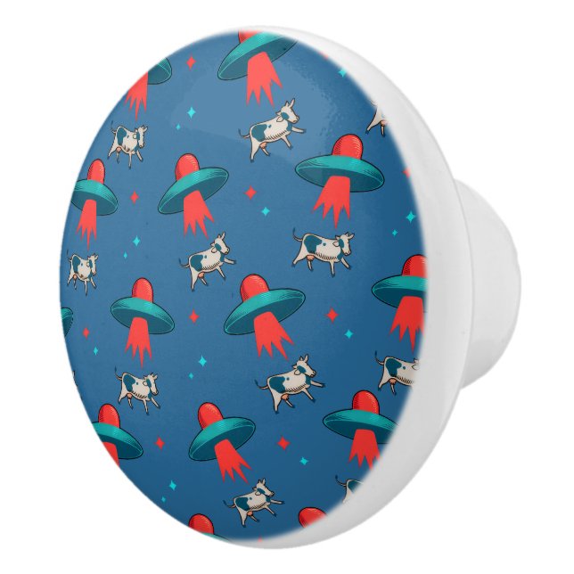 Alien Cow Abduction Ceramic Knob (Right)