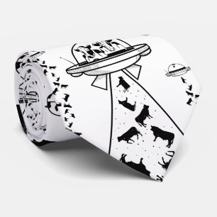 Alien cow abduction neck tie