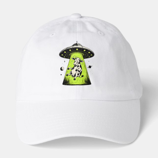 Alien Cow Abduction Weirdcore Surreal Hat (Front)