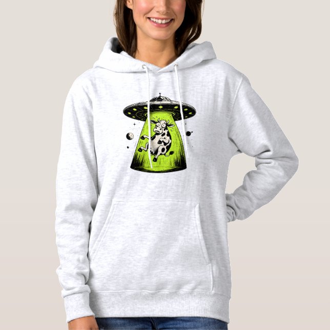 Alien Cow Abduction Weirdcore Surreal Hoodie (Front)