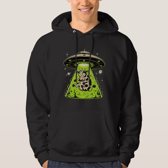 Alien Cow Abduction Weirdcore Surreal Hoodie (Front)