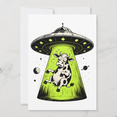 Alien Cow Abduction Weirdcore Surreal Invitation