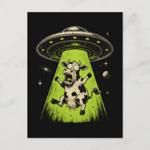Alien Cow Abduction Weirdcore Surreal Postcard