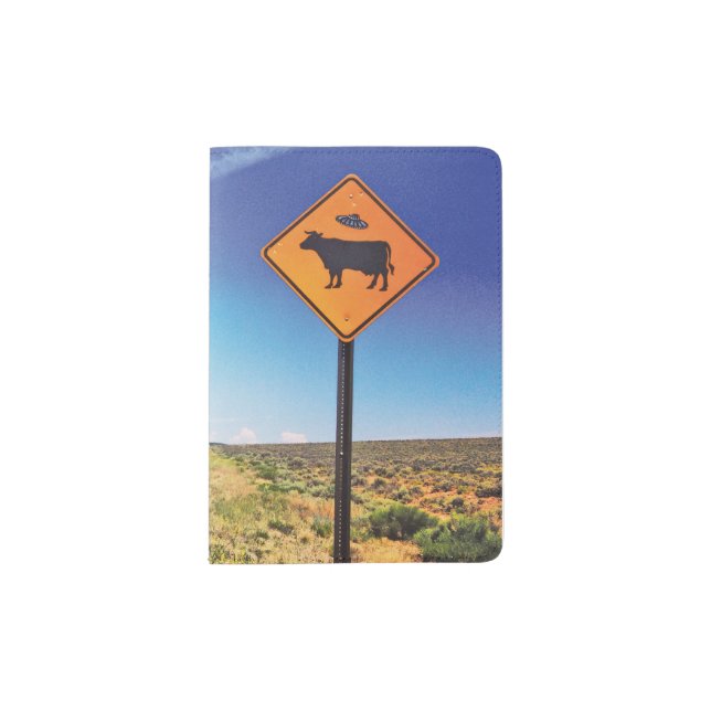 Alien Cow Sign Passport Holder (Front)