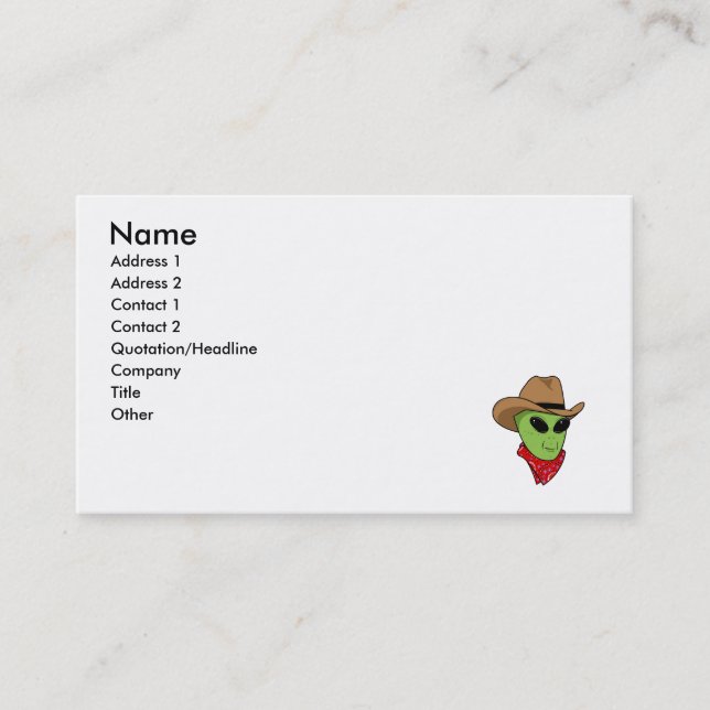 Alien Cowboy Business Card (Front)