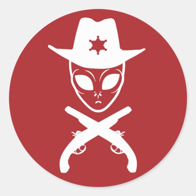 Alien Cowboy Classic Round Sticker (Front)