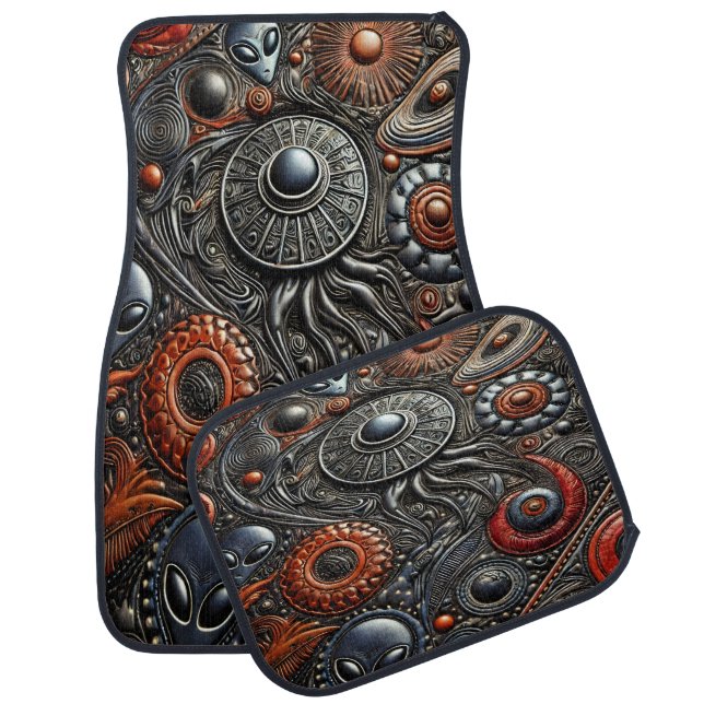Alien Craft & Cosmic Symbols Unveiled Car Floor Mat (Set)