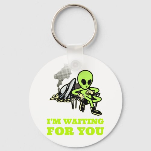 Alien crash landed keychain