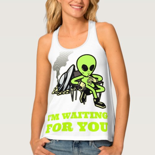 Alien crash landed tank top