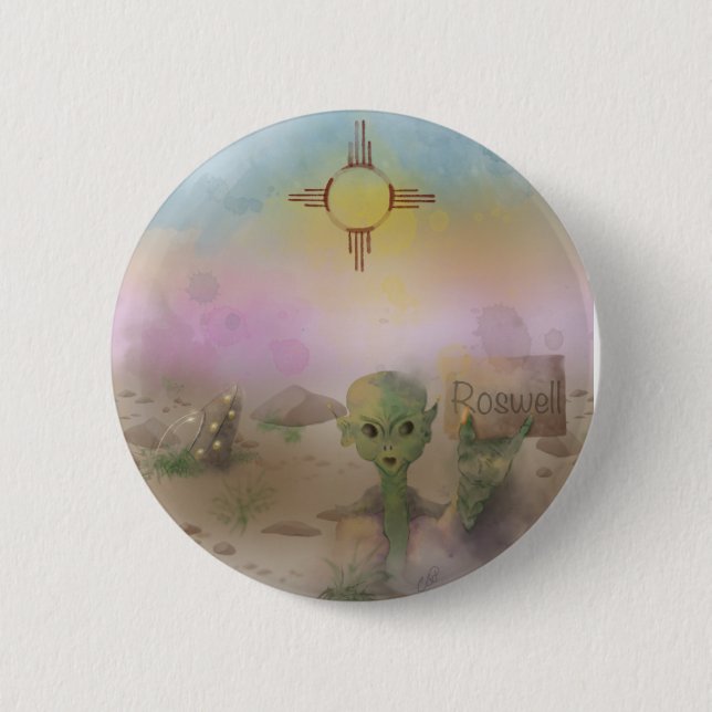 Alien Crash spaceship Roswell New Mexico  Button (Front)